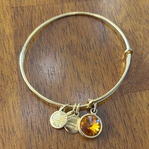Alex Ani Swarovski Crystal Topaz November Charm Bangle Bracelet ✨️